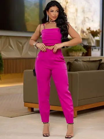 Conjunto Calça e Cropped Elegante com Toque Suave Empório Pit Bull Ref: 90350