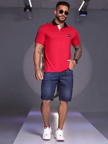 POLO MASCULINA PIT BULL JEANS ATEMPORAL COM DETALHES EXCLUSIVOS Ref: 85203