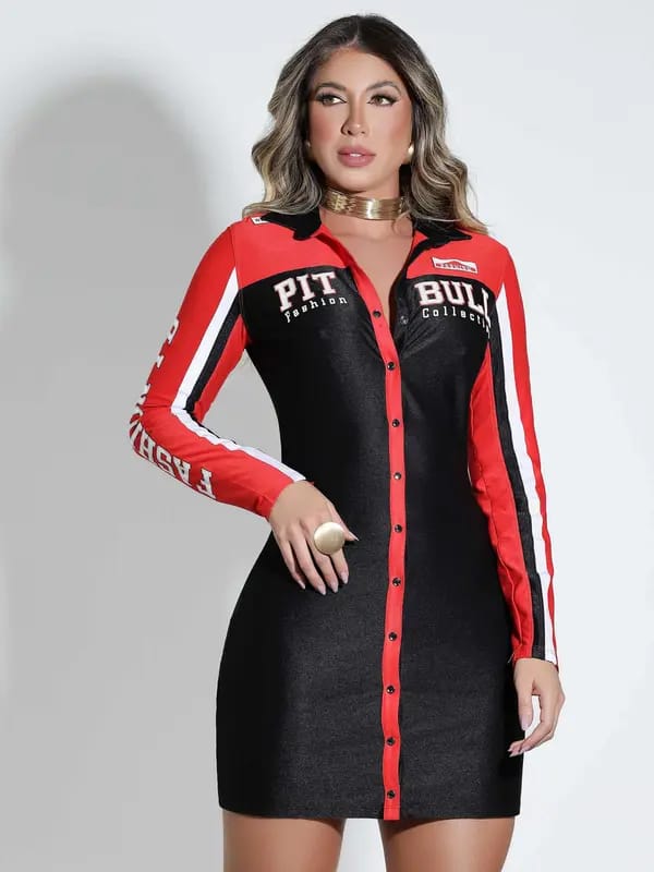 VESTIDO CAMISA PIT BULL JEANS MANGA LONGA CELEBRATION  83513