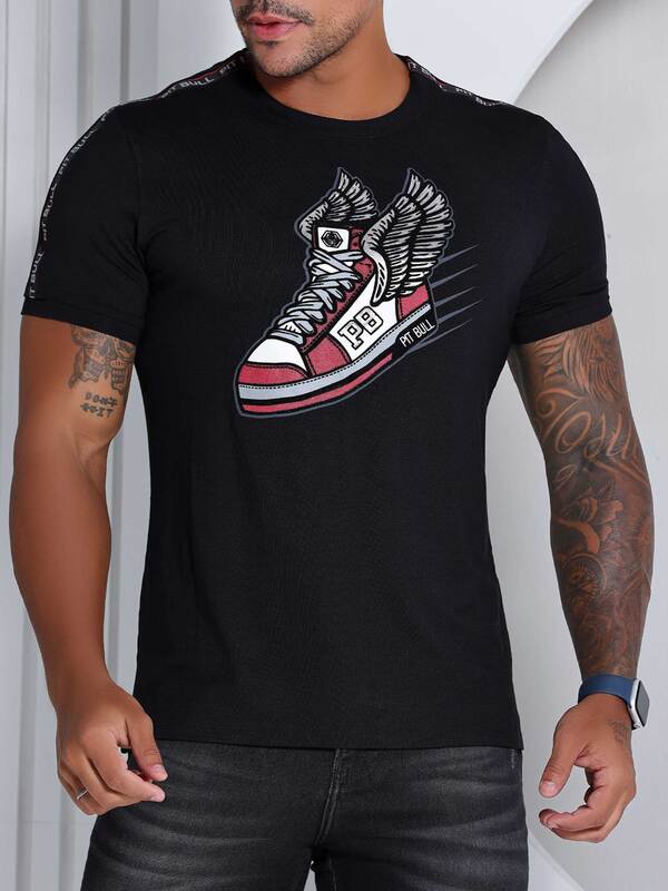 CAMISETA STYLE PRETA PIT BULL JEANS Ref: 82091