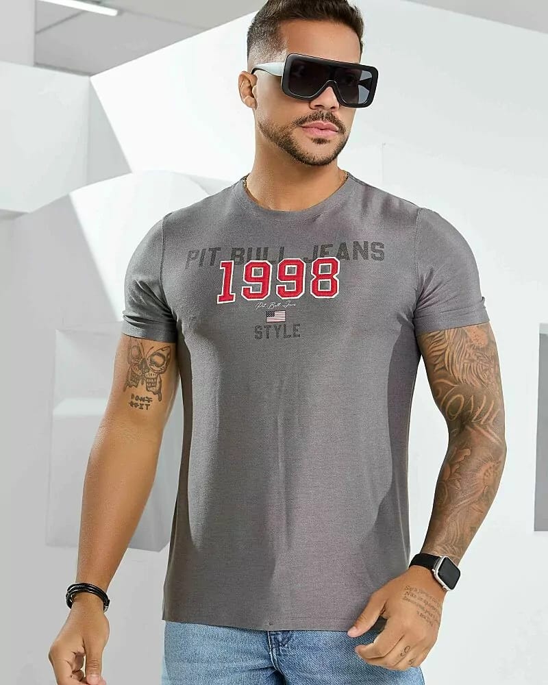 CAMISETA MASCULINA GOLA O PIT BULL JEANS REF 82424
