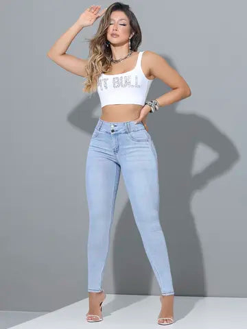CALÇA SKINNY PIT BULL JEANS SOFISTICADA E MODELADORA COM CÓS FLEXÍVEL Ref: 87277