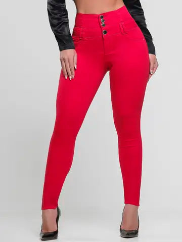 Calça Cintura Perfeita Vermelha Elegante e Modeladora Pit Bull Jeans Ref: 87752