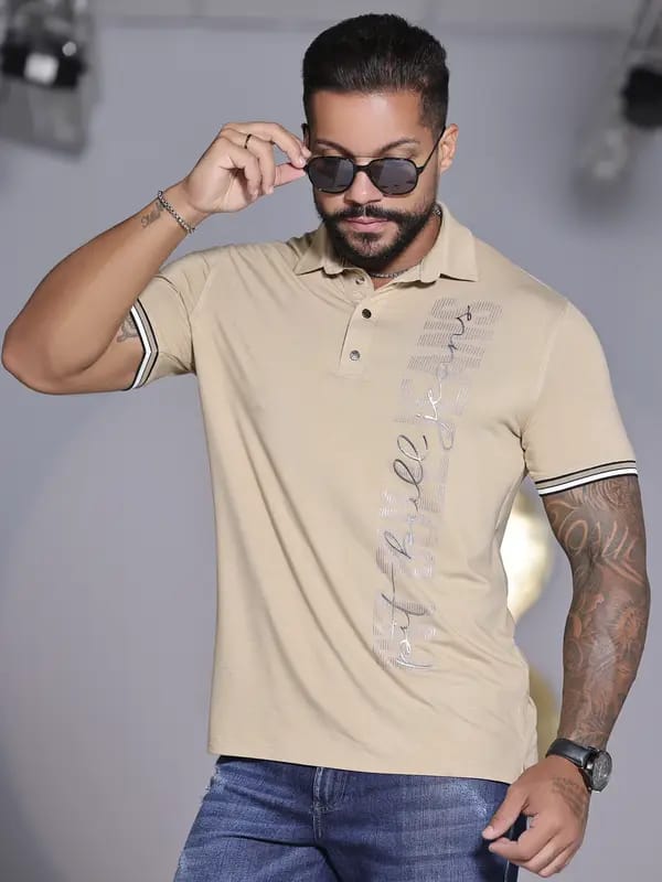 POLO MASCULINA COM ESTAMPA PIT BULL JEANS CASUAL 85199