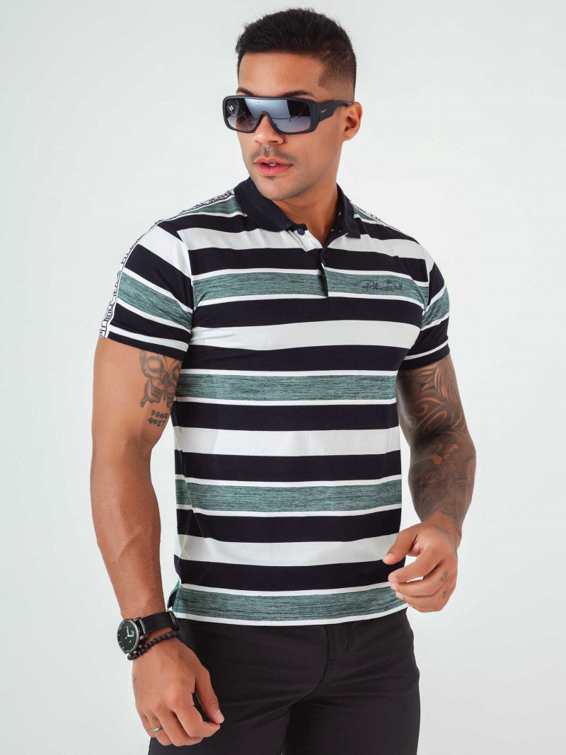 Camisa Gola Polo Masculina Listrada Pit Bull Jeans   Ref 80890