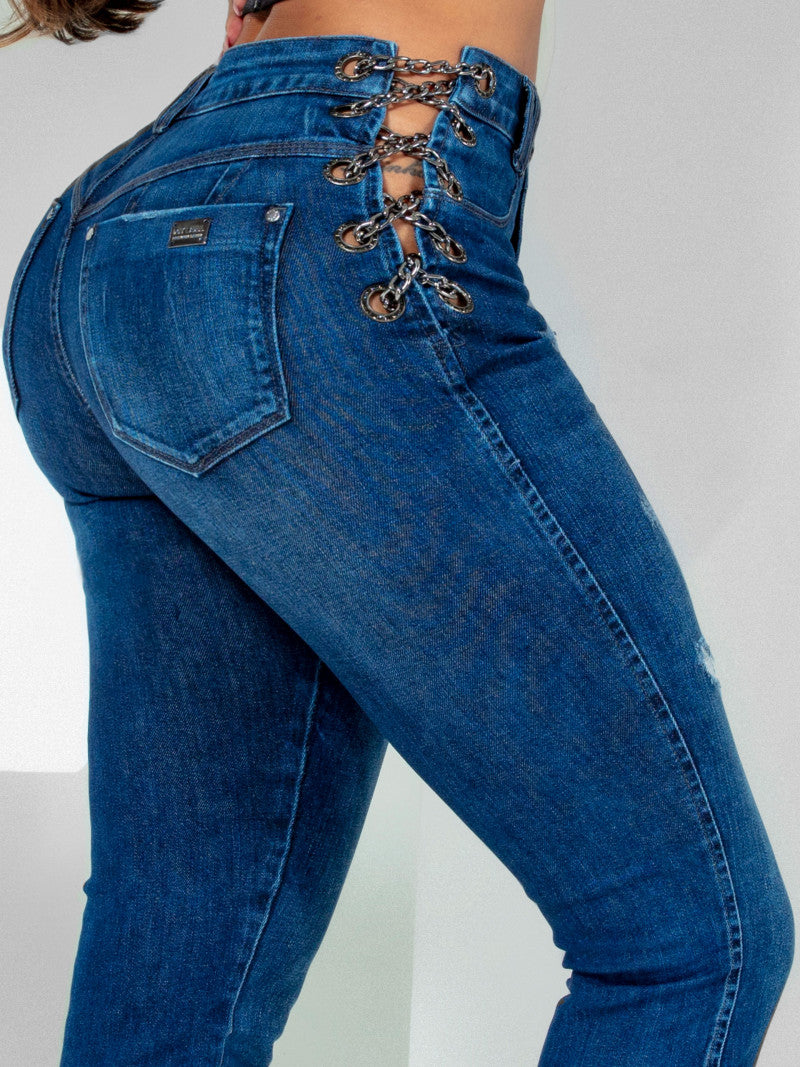 Calça jeans justa com correntes Pit Bull orignal ref 62649