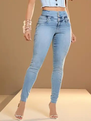 CALÇA CINTURA PERFEITA COM BORDADO METALIZADO PIT BULL JEANS Ref: 86890