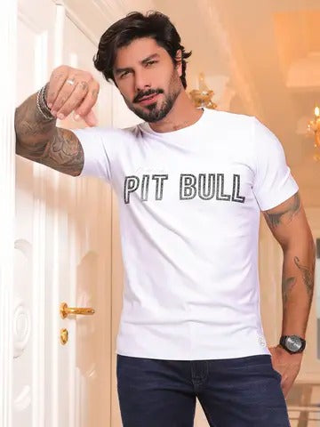 Camiseta Masculina Confortável e Estilosa com Relevo Metalizado Pit Bull Jeans Ref: 86706