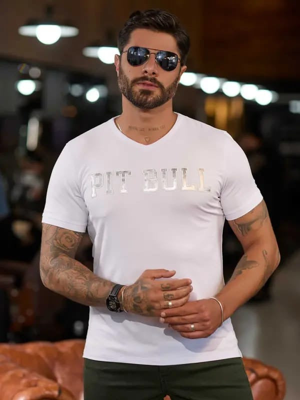 CAMISETA MASCULINA GOLA O COM LOGOMANIA PIT BULL 82090
