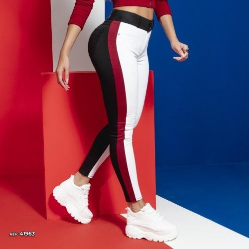 Calça Color Block Preta Pit Bull Jeans Original Ref 41963