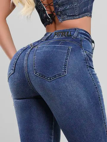 Calça Hot Pants Cintura Alta Modeladora com Lavado Escuro Pit Bull Jeans Ref: 87700