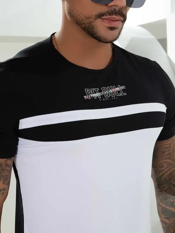 CAMISA MASCULINA PRETO E BRANCO MODERNA PIT BULL 82434