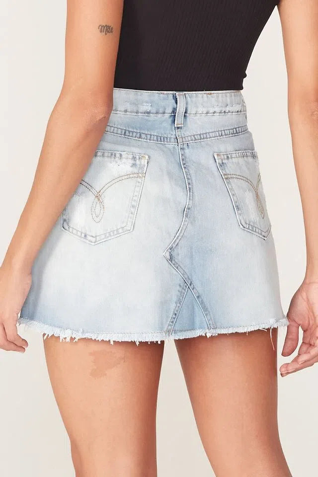 Saia Onbongo Mini Jeans com Puído Ref B492A