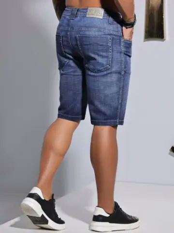 BERMUDA MASCULINA COM BORDADO LATERAL ESTILOSO PIT BULL JEANS Ref: 86467