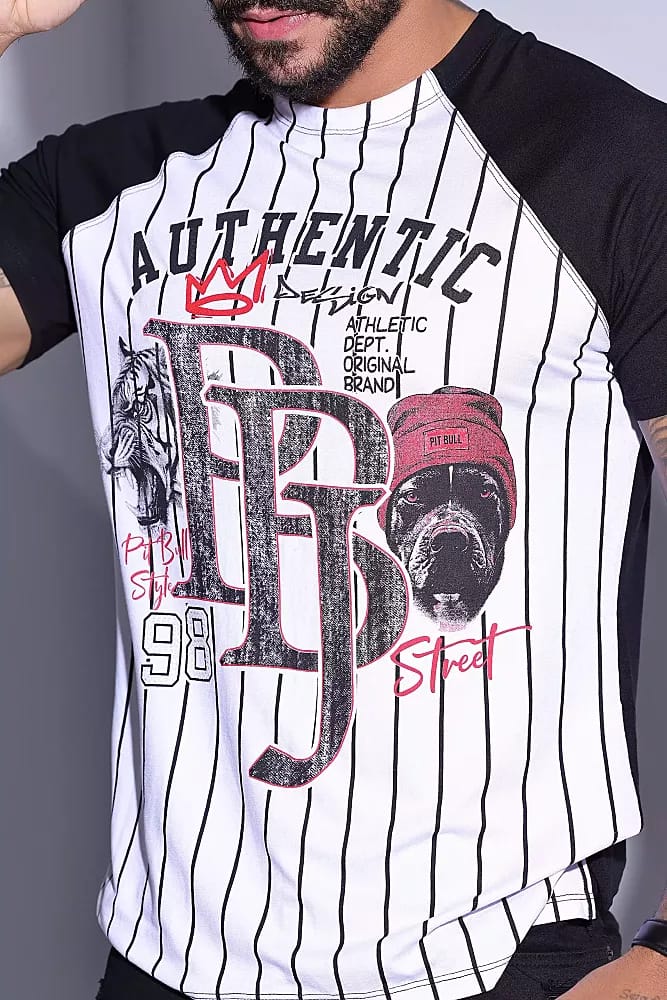 CAMISETA MASCULINA GOLA O PIT BULL JEANS REF 83283