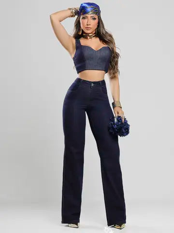 Calça Wide Leg Realça Curvas Pit Bull Jeans Elegante e Sofisticada Ref: 87751