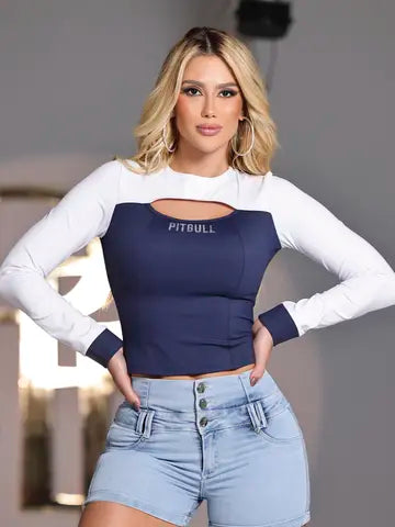 T-SHIRT MANGA LONGA VERSÁTIL E ESTILOSA PIT BULL JEANS Ref: 85309