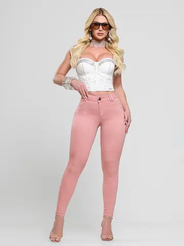 Calça Hot Pants Color Cintura Alta Pit Bull Jeans Modeladora e Estilosa Ref: 89335