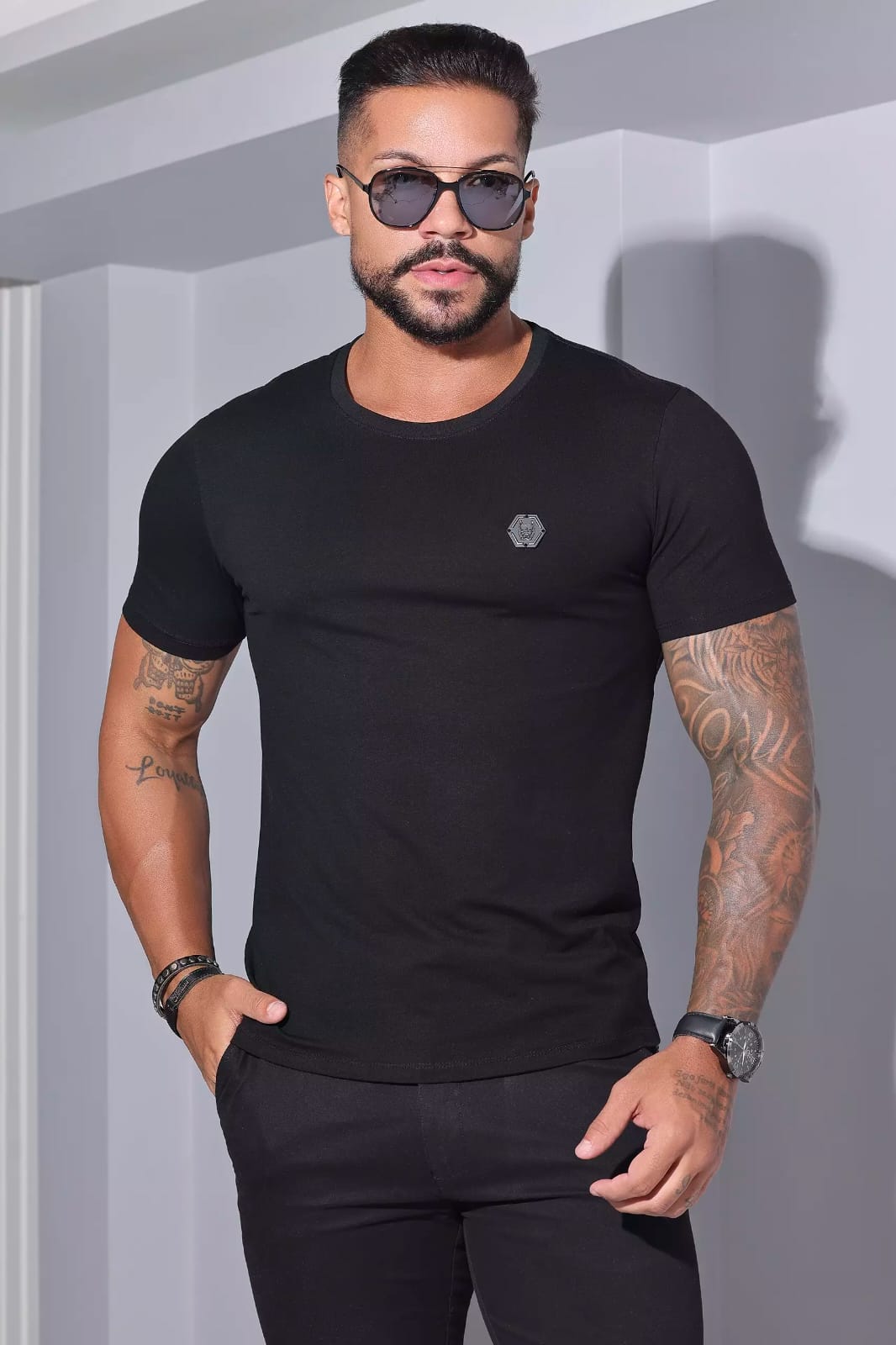 CAMISETA MASCULINA GOLA O PIT BULL JEANS CASUAL E VERSÁTIL Ref: 88053