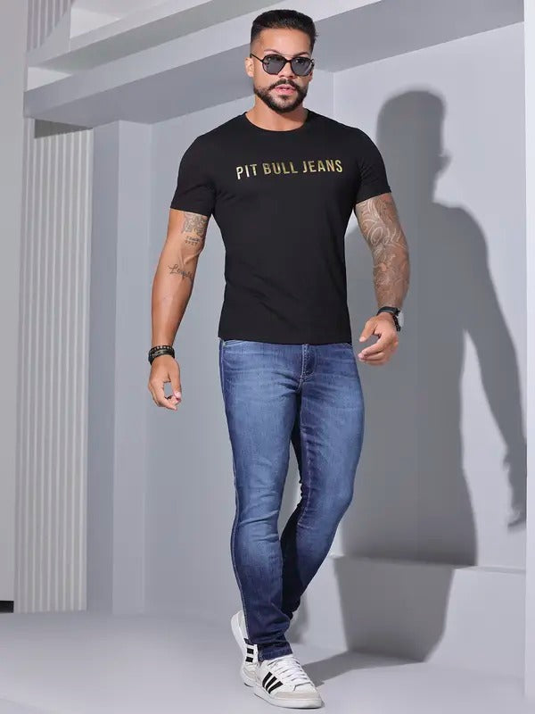 CAMISETA MASCULINA COM ESTAMPA PIT BULL JEANS CASUAL 88054
