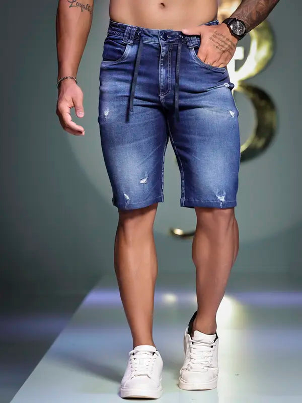 BERMUDA MASCULINA ESTILOSA PIT BULL JEANS COM CADARÇO PERSONALIZADO Ref: 84630