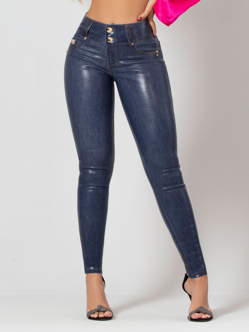 Calça Jeans Skinny Azul Resinada Pit Bull original ref 65079