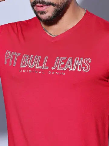 CAMISETA MASCULINA GOLA V COM LOGOMANIA PIT BULL JEANS 83825