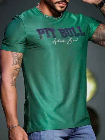 CAMISETA MASCULINA VERDE PIT BULL AUTÊNTICA E CONFORTÁVEL Ref: 85517