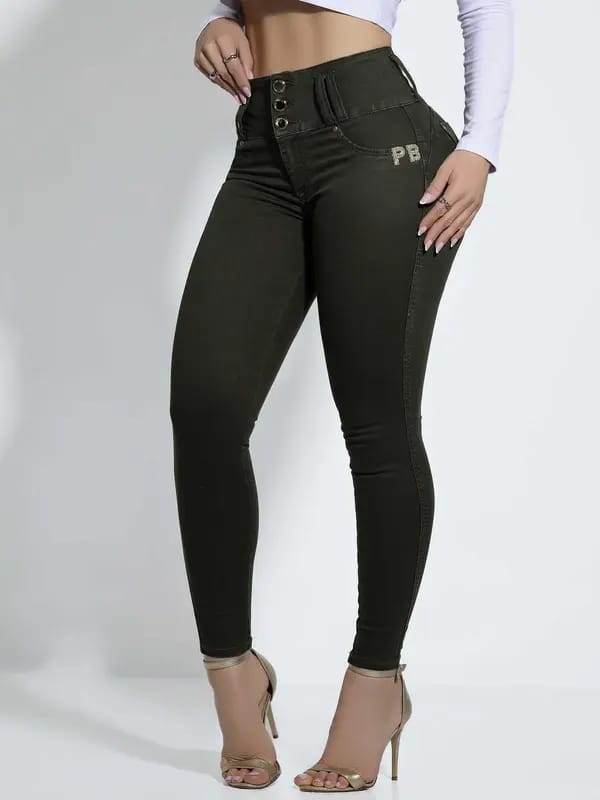 CALÇA FEMININA NA COR VERDE MILITAR FÁCIL DE COMBINAR E CONFORTÁVEL Ref: 84143