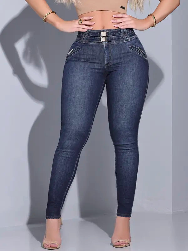 CALÇA FEMININA PIT BULL JEANS COM CÓS TRABALHADO MODERNA E CHARMOSA Ref: 84733