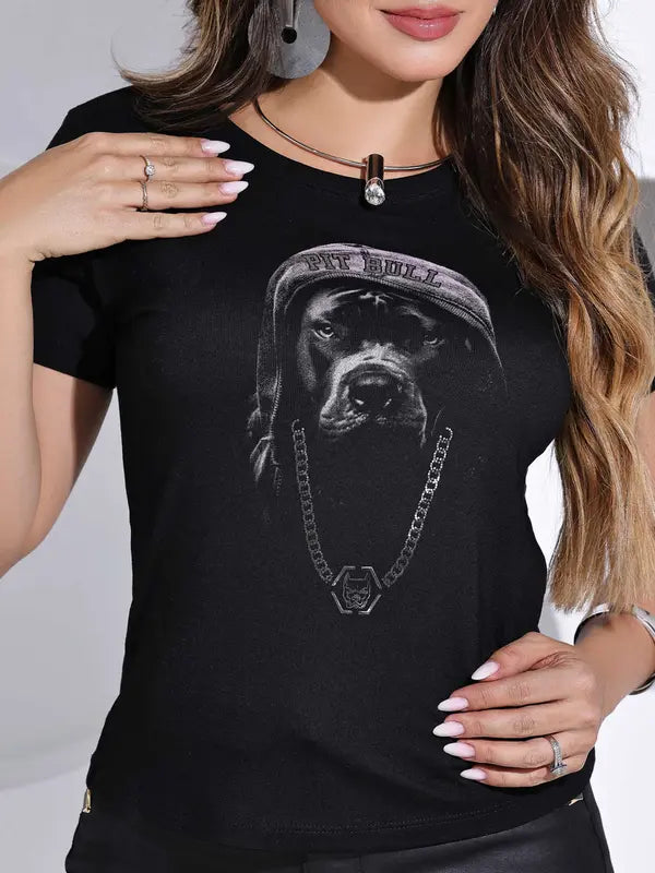 TISHIRT FEMININA COM ESTAMPA PIT BULL EXCLUSIVA  83108