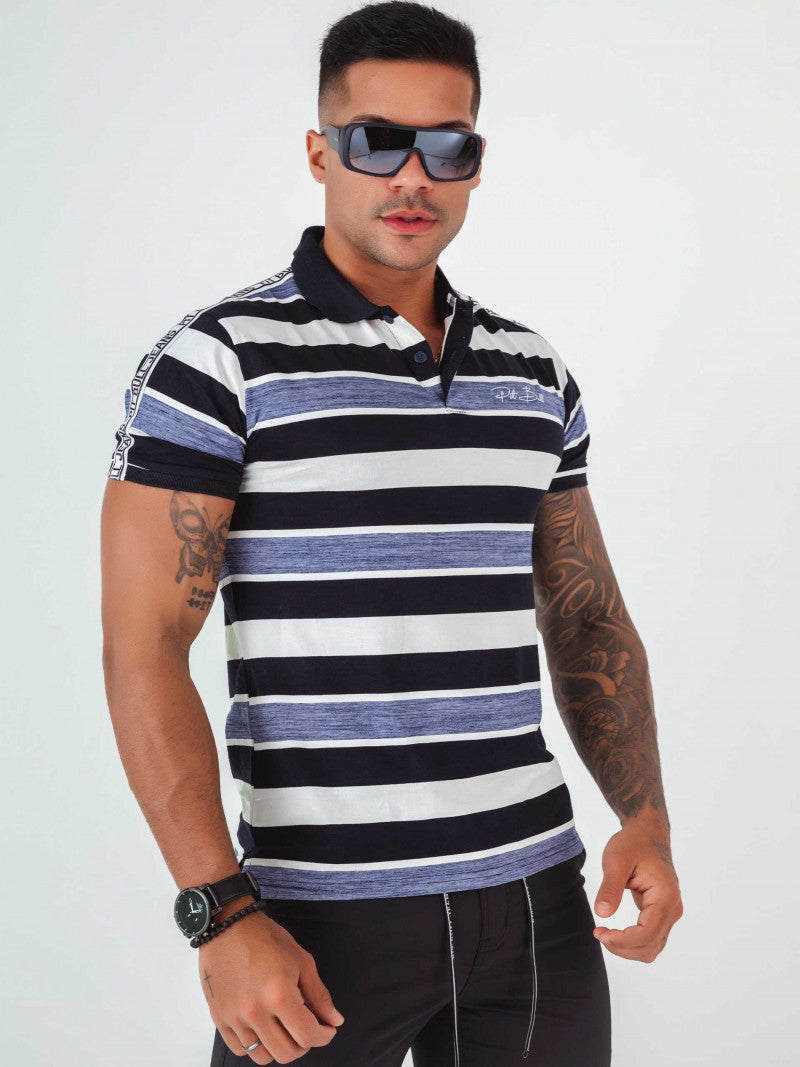 Camisa Gola Polo Masculina Listrada Pit Bull Jeans   Ref 80890
