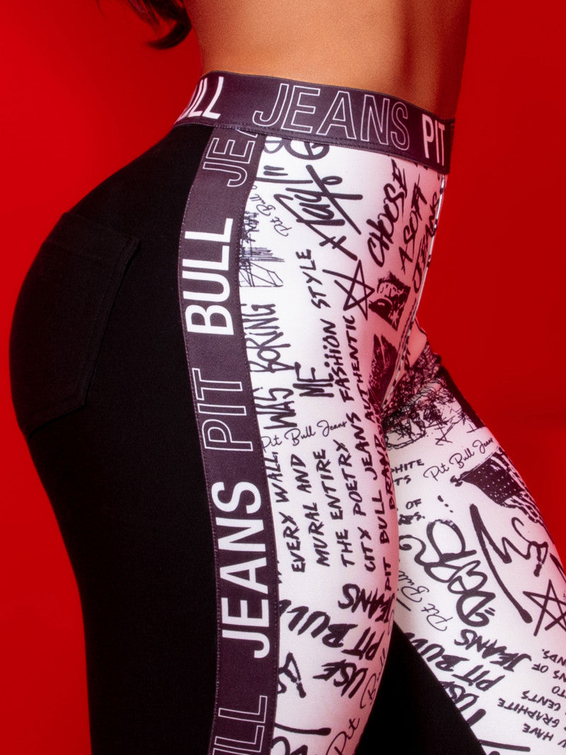 Calça Legging Elástica Bicolor Pit Bull Jeans Ref 62315