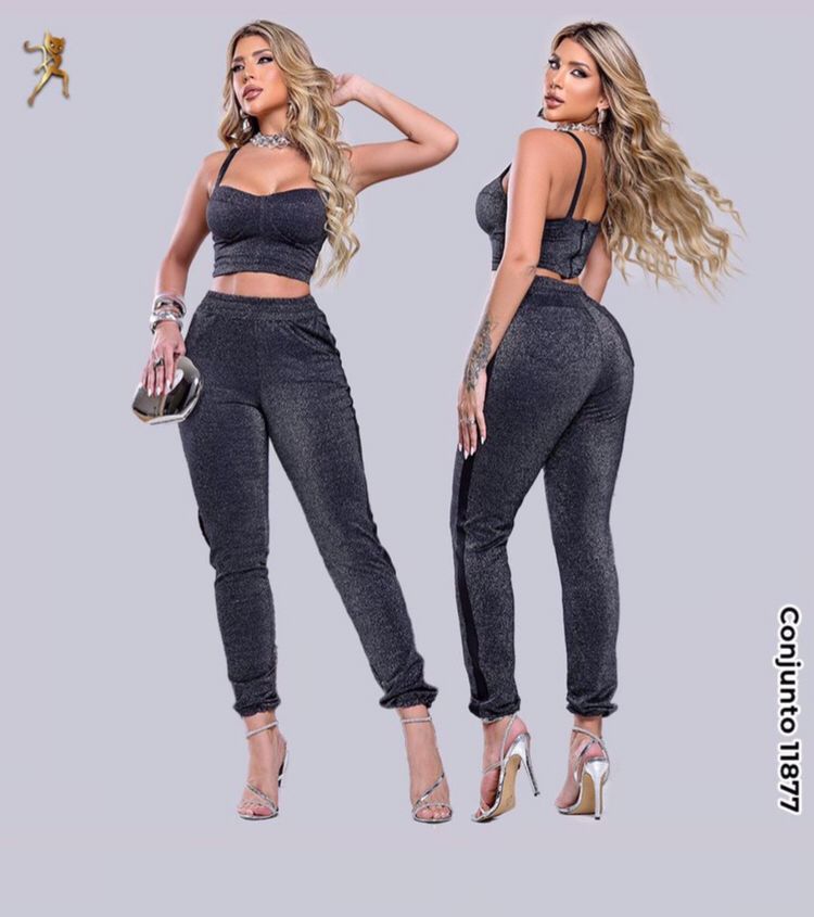 CONJUNTO JOGGER E CROPPED RHERO JEANS REF 11877