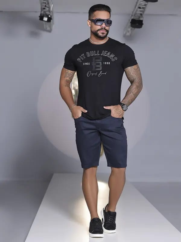 BERMUDA MASCULINA COM ELÁSTICO NO CÓS PIT BULL JEANS Ref: 84331