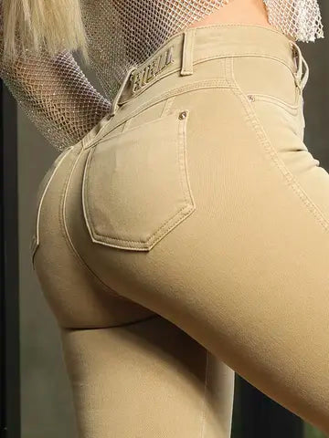 CALÇA HOT PANTS COLOR CINTURA ALTA MODELAGEM JUSTA PIT BULL JEANS Ref: 84401