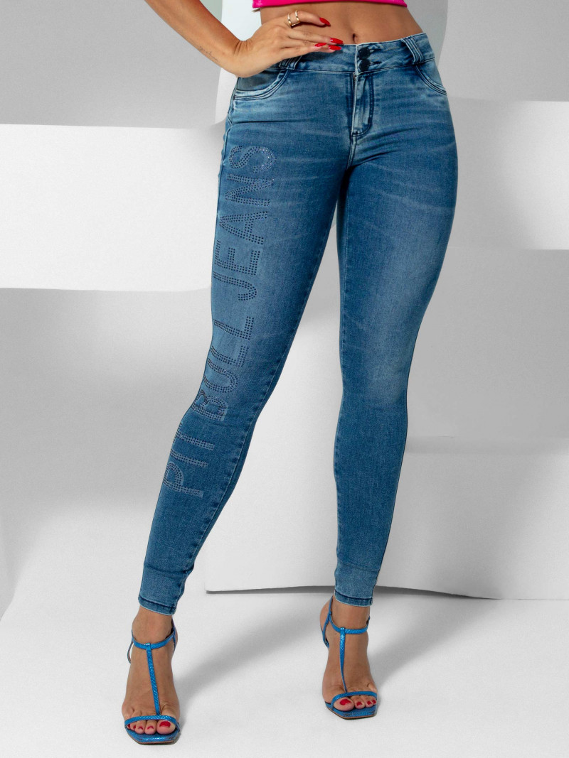 Calça Skinny Com Logomania Pit Bull Jeans Original Ref 42431