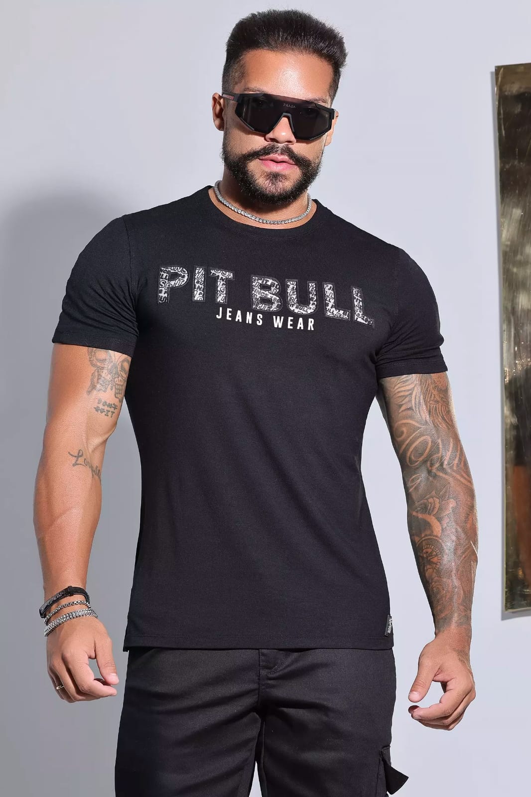 CAMISETA GOLA O LOGOMANIA PIT BULL JEANS COM VISUAL MODERNO Ref: 84619