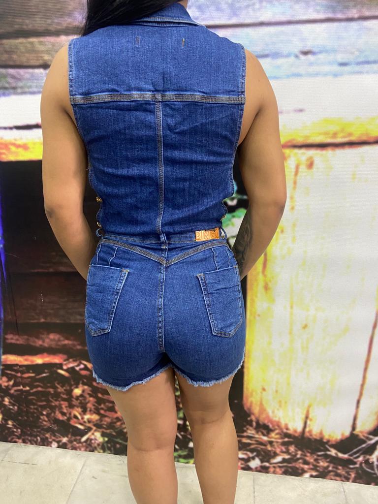 Macaquinho Jeans  Sal e Pimenta Ref 199403