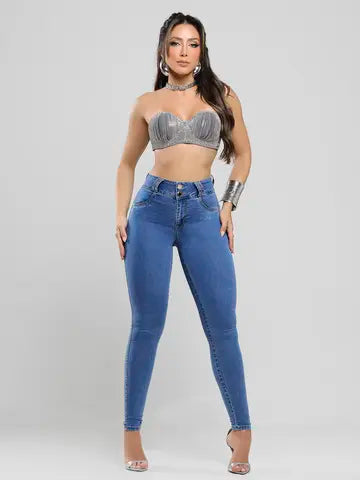 Calça Skinny Cintura Alta em Lavado Médio Pit Bull Jeans Modeladora Ref: 87731