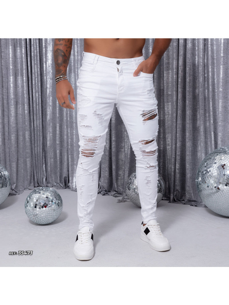 Calça Masculina Slim Detroyed Pit Bull Jeans  Ref 35473