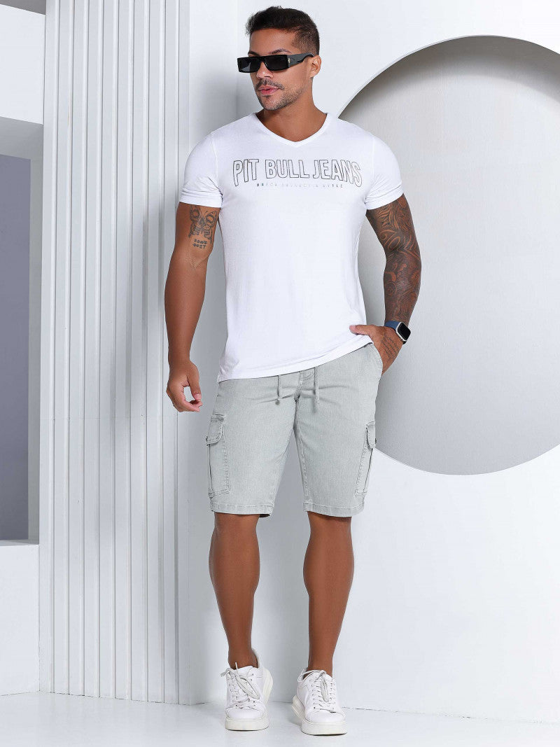 CAMISETA GOLA V MASCULINA PIT BULL JEANS REF 80738