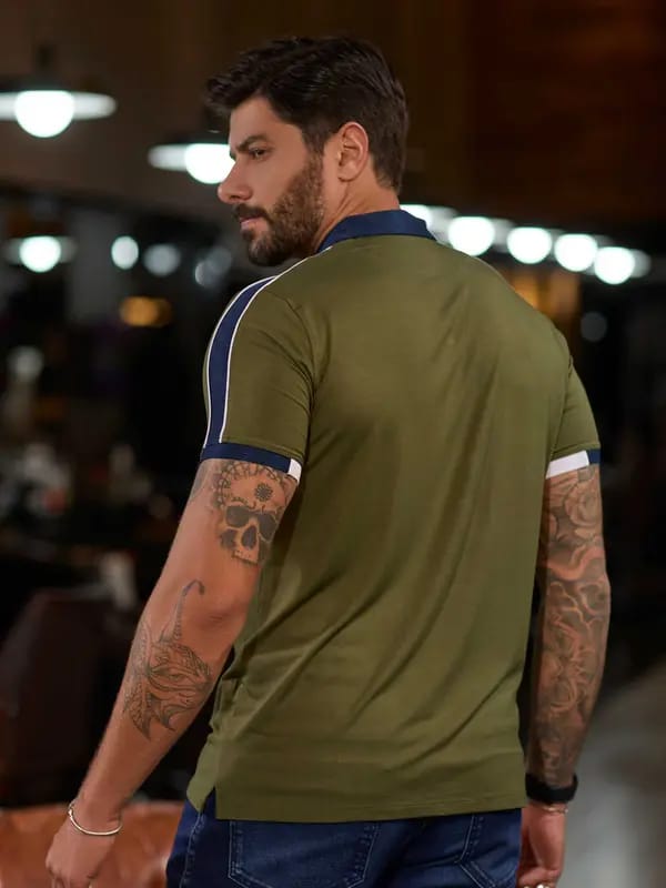 CAMISA POLO MASCULINA SLIM PESPONTO DUPLO CASUAL Ref: 83293