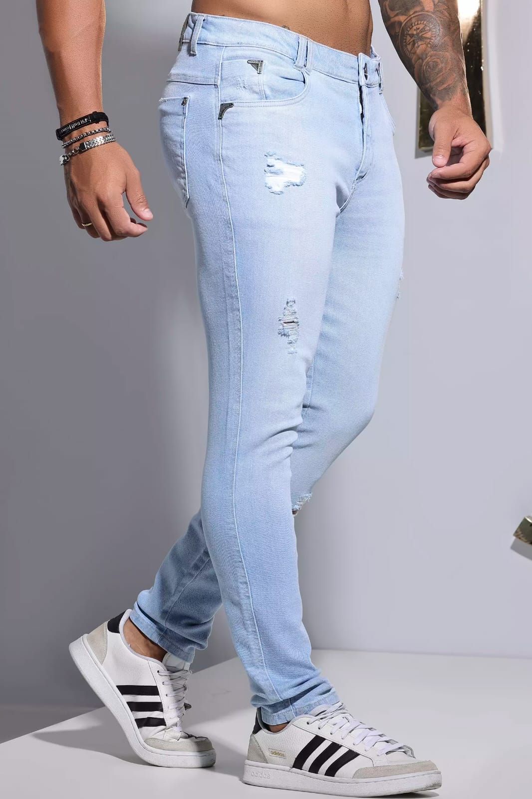 CALÇA MASCULINA PIT BULL JEANS ESTILOSA COM LAVADO CLARA Ref: 84227