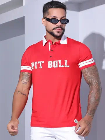 CAMISA POLO MASCULINA ELEGANTE E CONFORTÁVEL COM ESTAMPA PIT BULL Ref: 84384