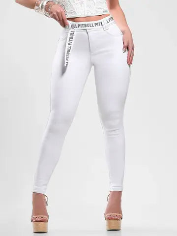Calça Hot Pants Branca Cintura Alta Modeladora com Cinto Pit Bull Jeans Ref: 87702