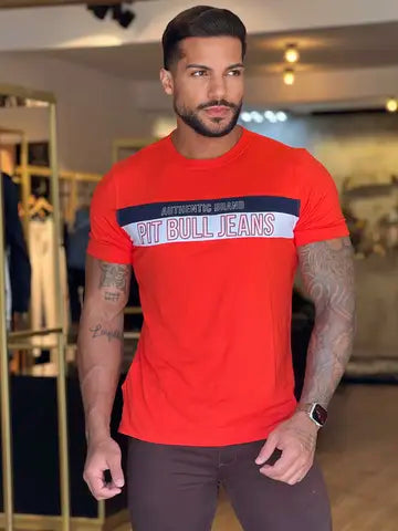 CAMISETA MASCULINA MODERNA SLIM PIT BULL JEANS 85511