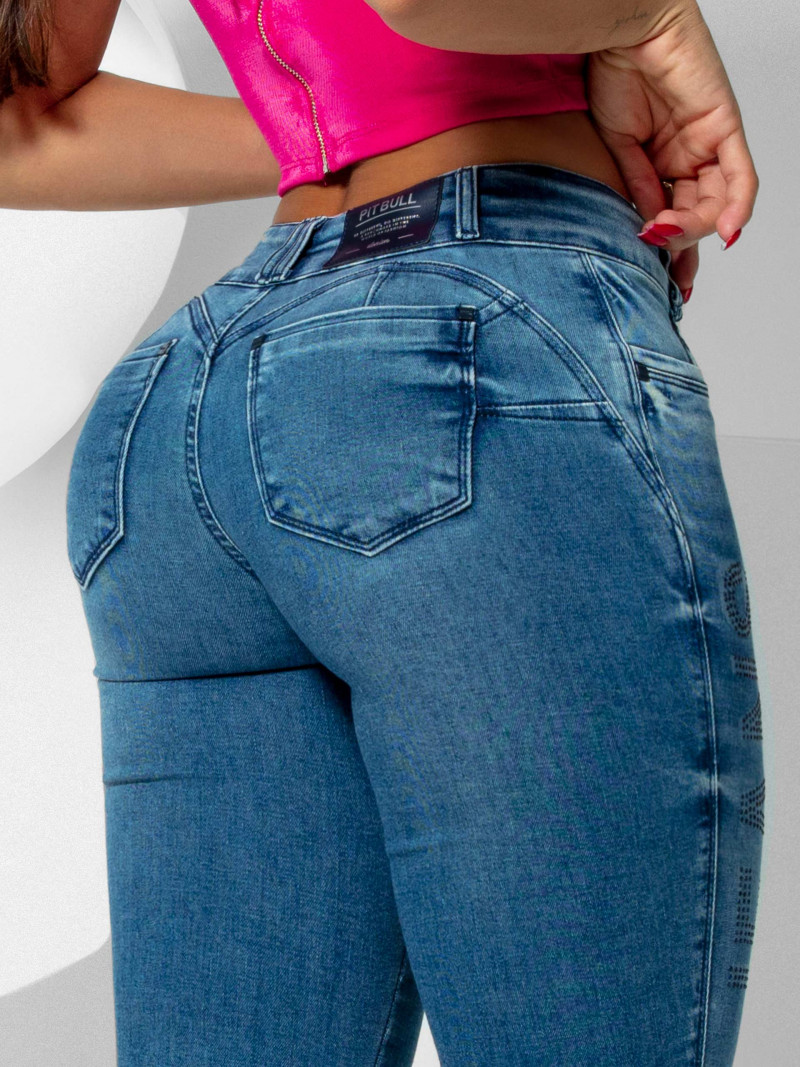 Calça Skinny Com Logomania Pit Bull Jeans Original Ref 42431