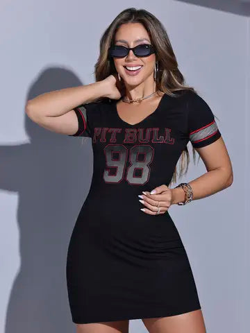 VESTIDO CURTO FEMININO PIT BULL ESTILO ESPORTIVO STREETWEAR CASUAL Ref: 84249
