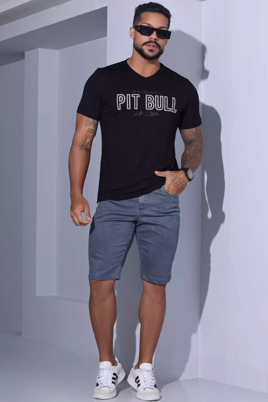 CAMISETA MASCULINA PIT BULL JEANS MODA CASUAL E MODERNA Ref: 84620